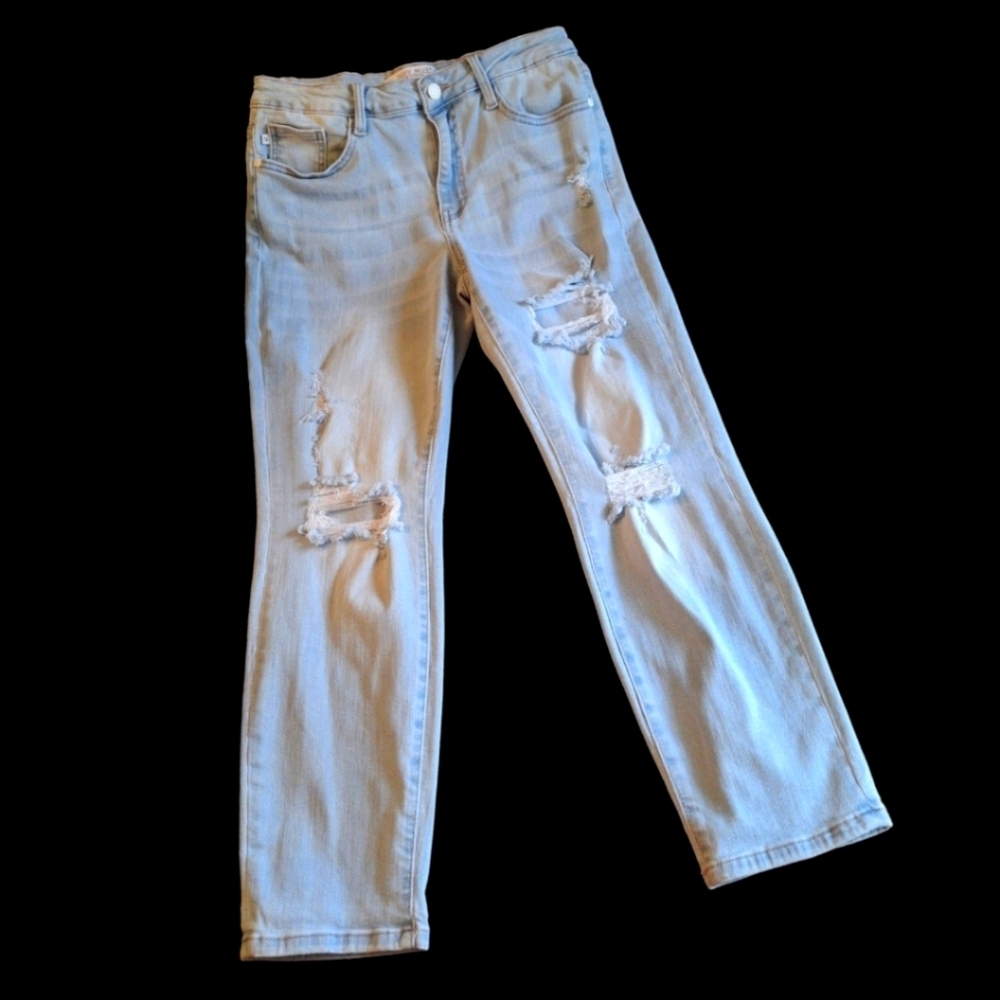 Judy Blue Jeans Boyfriend Fit Distressed Stretch Blue Jeans Women Size 9/29
